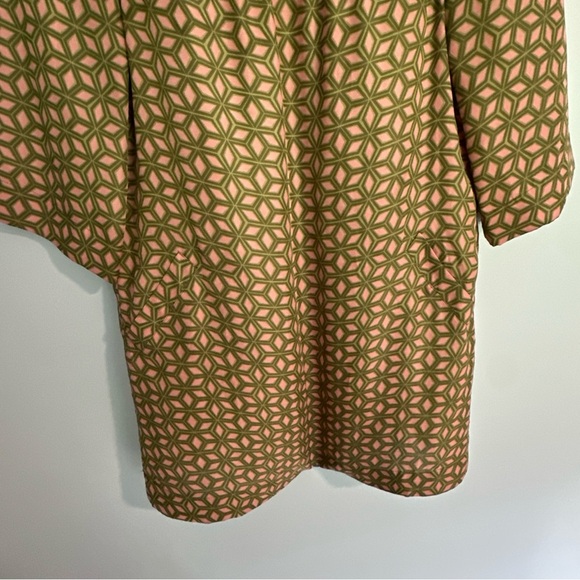 Fossil Dress Or Tunic Womens Small 70’s Retro Shift Pleated Neck Mini Geometric - Picture 3 of 8
